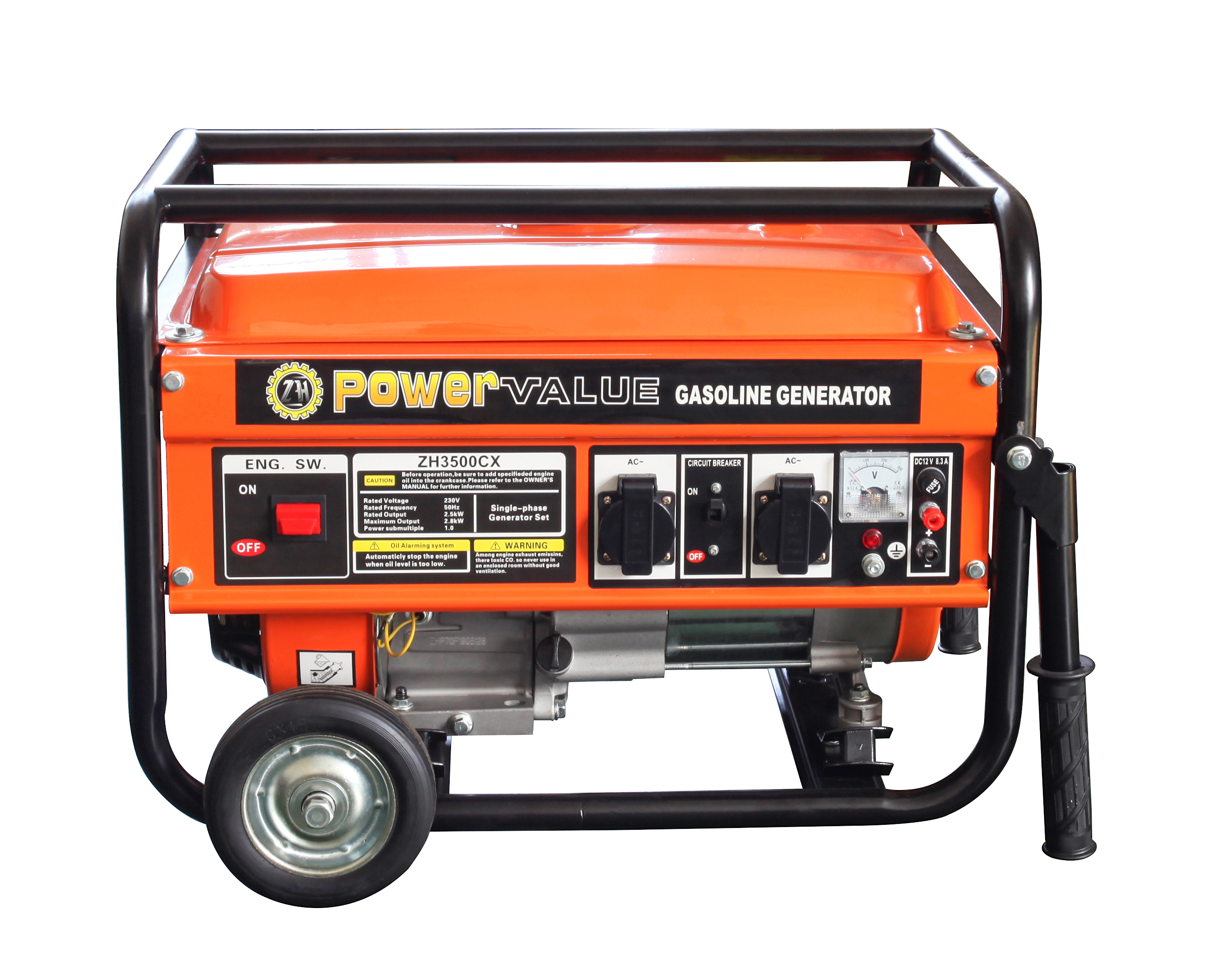 Air cooled 7HP single phase electric 3kw gasoline generator with 4 stroke engine