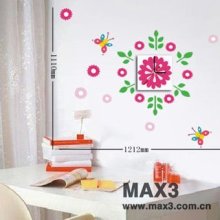 Novelty wall decal clock flowers DIY sticker wall clock for girls room decor