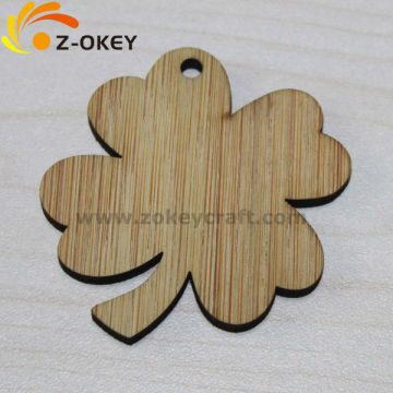 environmental Four Leaf Clover bamboo decoration wood carving pendant