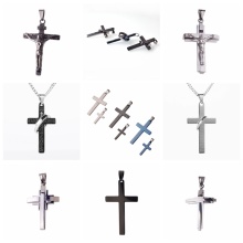 Ожерелья с подвесками в виде креста из нержавеющей стали для мужчин и женщин, простой комплект ювелирных изделий, подарки, золото, серебро, черный тон