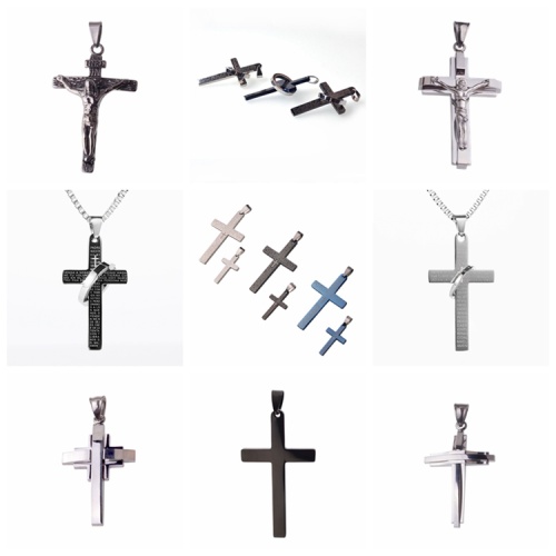 Stainless Steel Cross Pendant Necklaces for Men Women Simple Jewelry Set Gifts Gold Silver Black Tone