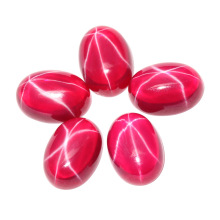 High Quality 6-Ray Oval Synthetic Star Ruby and Blue Flat Back Cabochon Star Sapphire