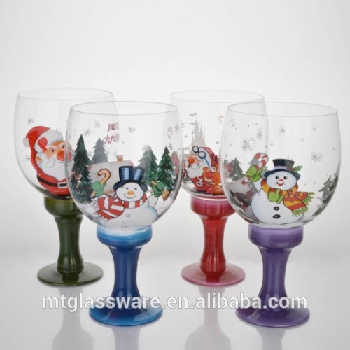 Set of 4 pcs 2015 New products hand painted glass christmas decoration tree candle holders