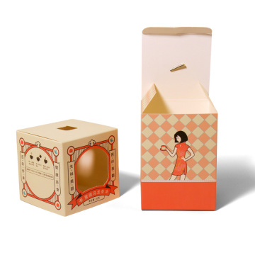 Color Window Paper Box With Top Ribbon Handle