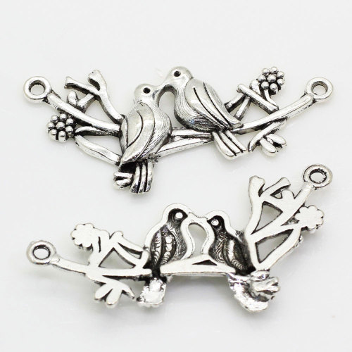 Antique Plated Charms Lovebird Pendants Birds Connector Charm Bird Vintage