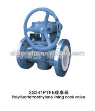 Worm gear PFA Lined Plug Valve for corrosion