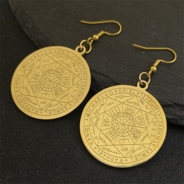 Gold Seals of Seven Archangels Stainless Steel Earrings for Women - E6059S02