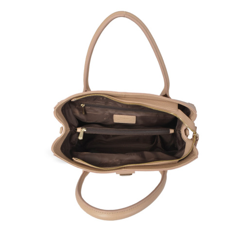 Elegant Buckle Strap Zip Satchel With Twin Handles