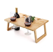Bamboo Folding Picnic Table with Wine Rack