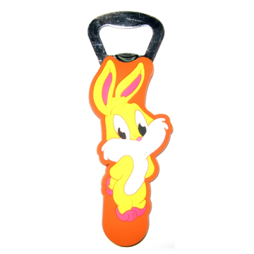 hottest lovely rabbit mode rubber key ring bottle opener