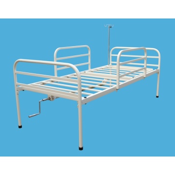 Cama médica individual con una manivela