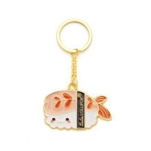 Custom Cute Gold Cartoon Sashimi Sushi Shaped Children's Zinc Alloy Doll Key Chain