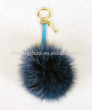 Hot sales fashion rabbit fur ball with carabiner keychain, fox fur ball keychain, fluffy ball keychain