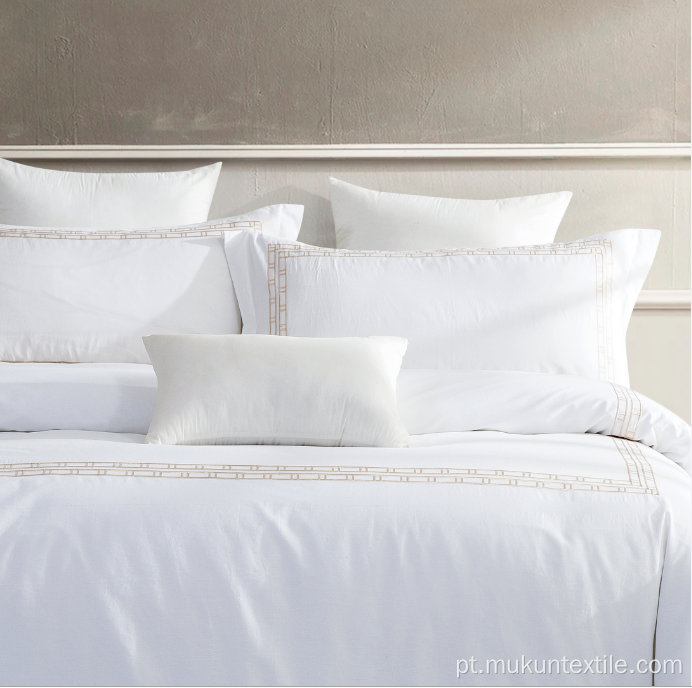 Hotel luxuoso folha de cama de algodão branco