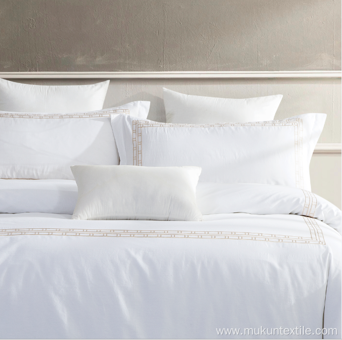 Hotel luxury bedding sheet set cotton white