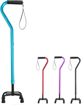 Quad Cane Adjustable Walking Cane with Offset Soft Cushioned Foam Handles - New Product