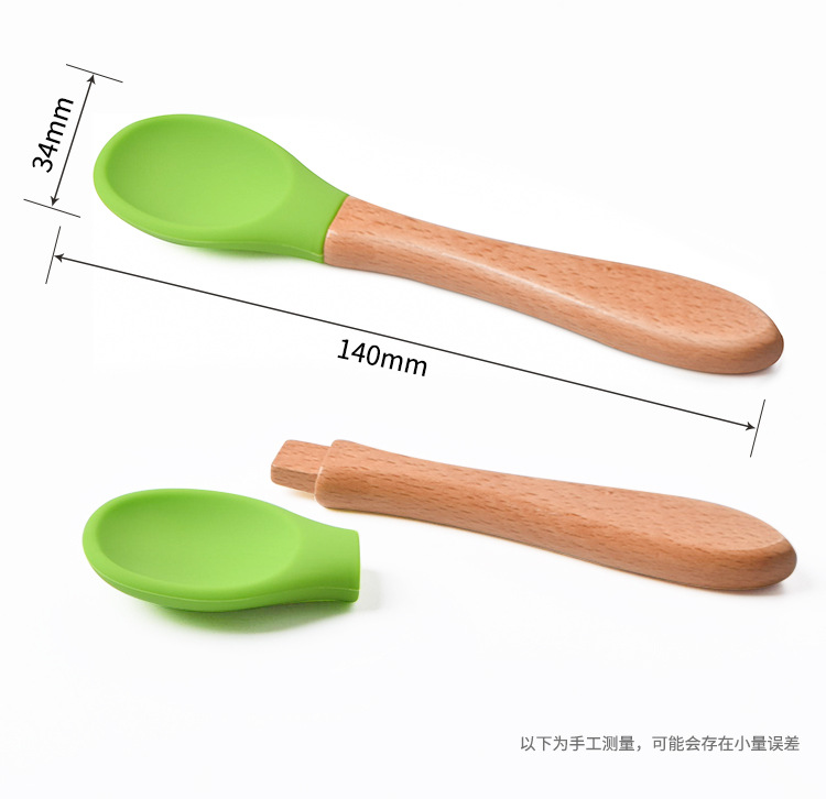 New Products Silicone Spoon with Wooden Handle Hot Sale Silicone Baby Suction Bowl Food Grade Silicone Bibs