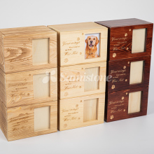 Custom Yellow Wooden Cat Urn with Logo for Pet Ashes