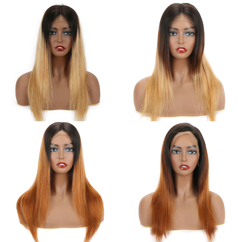 cheap wigs with lowest price,two tone color t1b/27 4*4 closure lace wig human hair