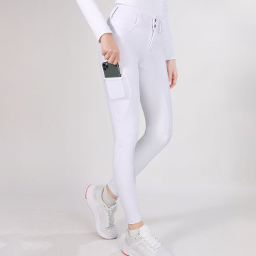 Durable Silicone Stretchy Equestrian Jodhpur Breeches White