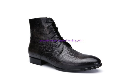 Men′ S Lace-up Embossing Leather Business Boots