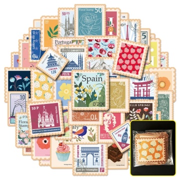 Vintage Stamp Graffiti Stickers for DIY Decorating - 50pcs/Bag