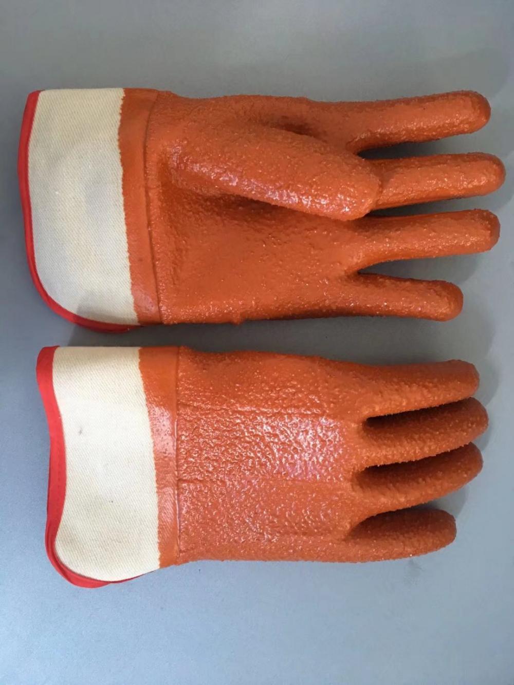 Safety Cuff Cotton Interlock Liner PVC With Granule Coated Work Glove