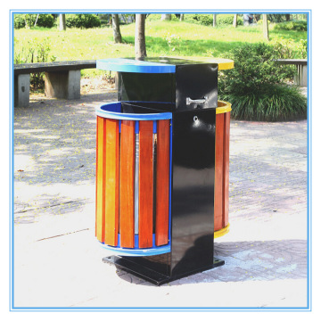 Los compartimientos de basura al aire libre vendedores calientes de la Acero-Madera (B10420)