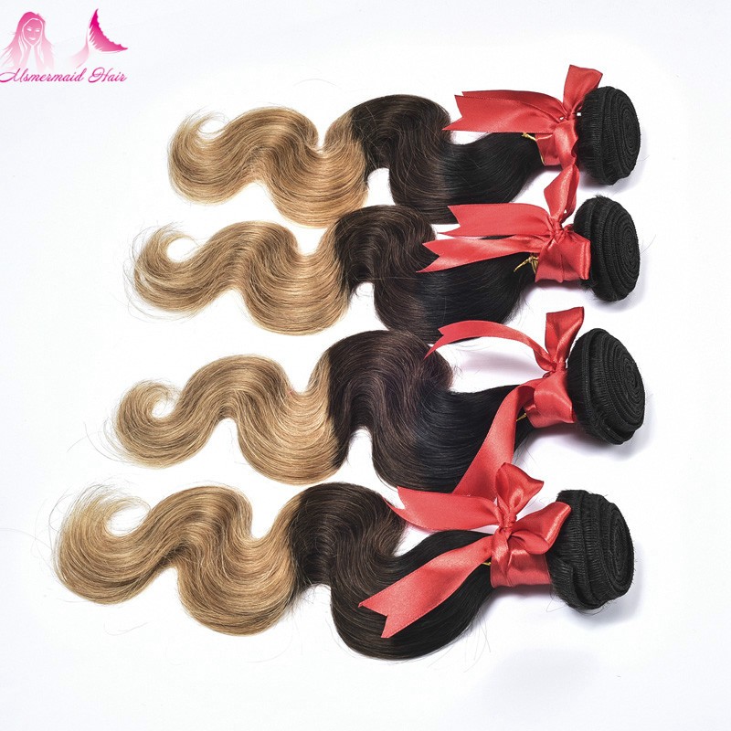 Virgin Peruvian Hair 7A grade Three Tone Ombre color Body Wave human hair bundles
