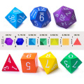 10CM (4Inch) Jumbo Foam 7pcs Polyhedral Dice Set, Large Rainbow Colors RPG Foam Dice for Games, Learning Resources