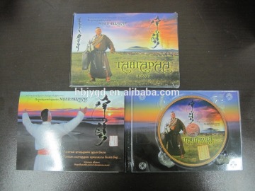 4 Panels CD Digipak, Big clear CD tray,750gsm cardbpard paper, booklet ,glossy lamination , shrink wrapping.