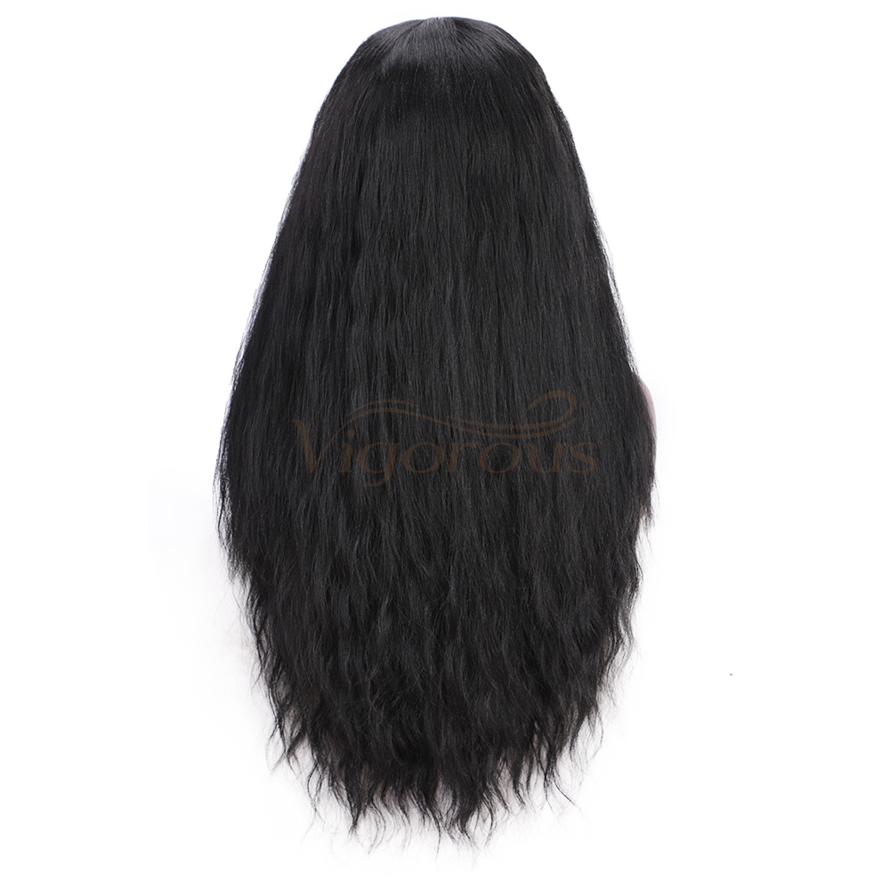 Vigorous Natural Black Lace Front Wigs Long Wavy Synthetic Lace Part Wig Heat Resistant Lace Front Wigs for Black Women