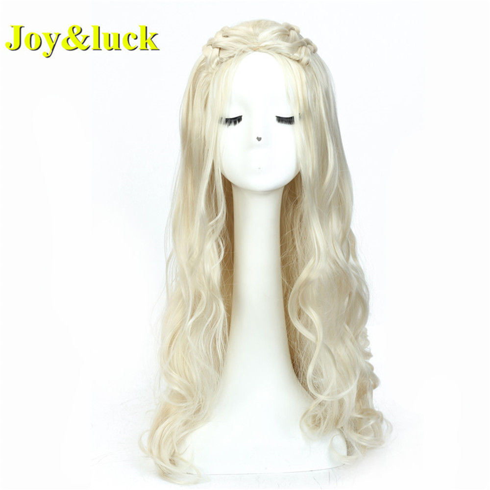 24inch Long Natural Wavy Wig Wholesale Price Blonde Gold Braided Hair Style Costume Cosplay Wig for Women Synthetic Hair Wigs