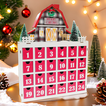 Wooden Advent Calendar With 24 Drawers Wooden Laser Cut Christmas Scene And Light Up For Christmas Gift