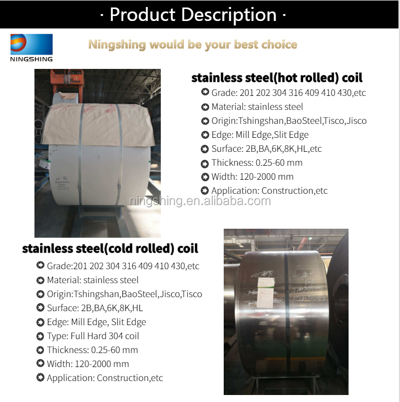 SS201 Grade Stainless Steel Coils J3 Induction Grade, Cold Rolled Stainless Steel Coils Fast Delivery