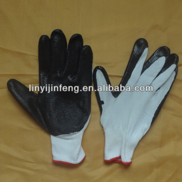 black nitrile coated glove polyester glove liner