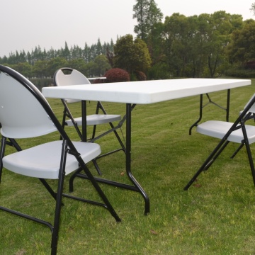 6 foot bi-fold granite white plastic banquet table