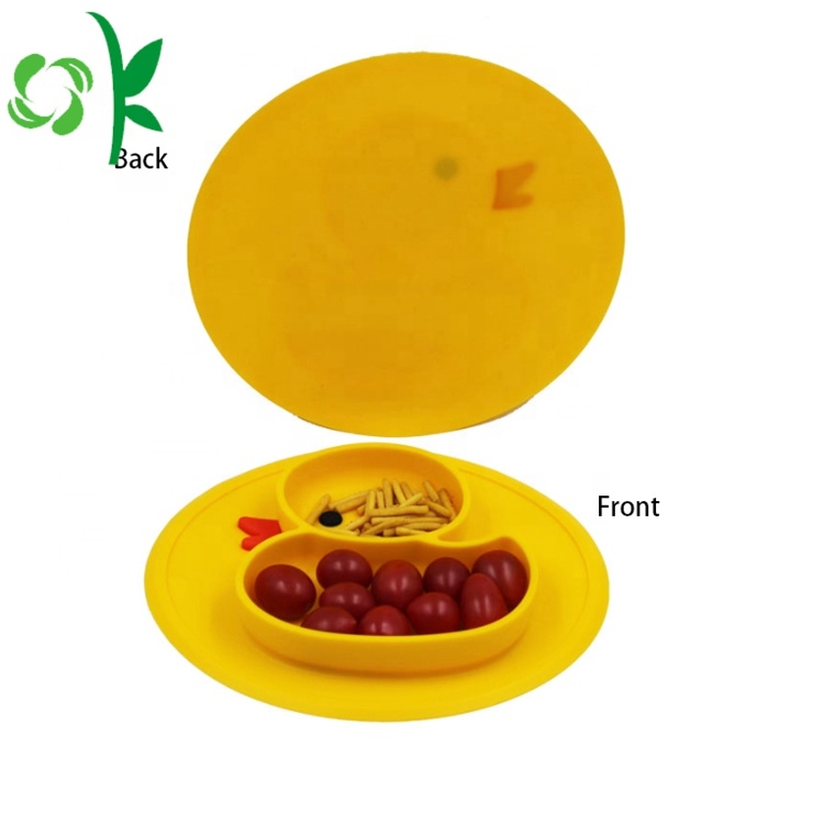 Cute Duckling Shape Silicone Baby Plates