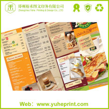2015 popular free design restautant folded menu printing
