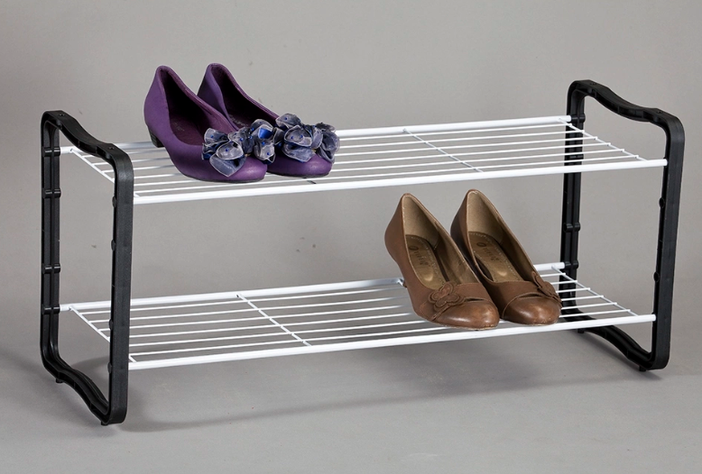 2 Tier Shoe Rack svartvitt