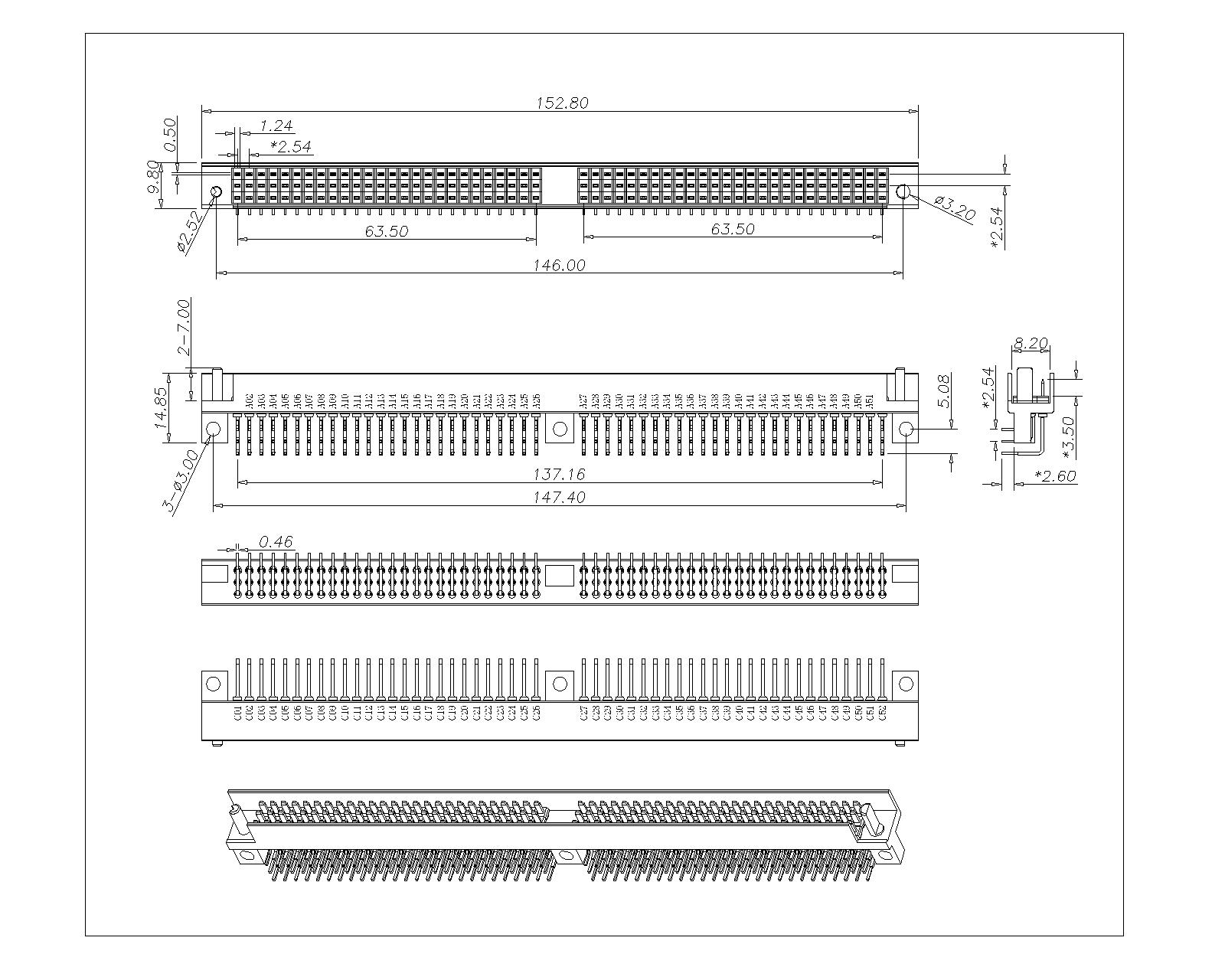 DMR-156-A-S1-324 Din41612 3 Row Male 90° With Matel Base DMR-156-A-S1-324 Din41612 3 Row Male 90° With Matel Base