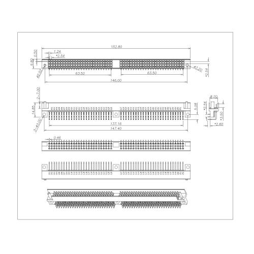 Din41612 3 Row Male 90° With Matel Base