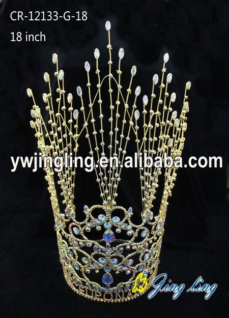 Wholesale Rhinestone Gold Pageant Crowns