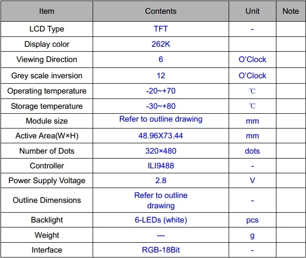 3.5inch TFT LCD Screen LCD Display with Touch Panel