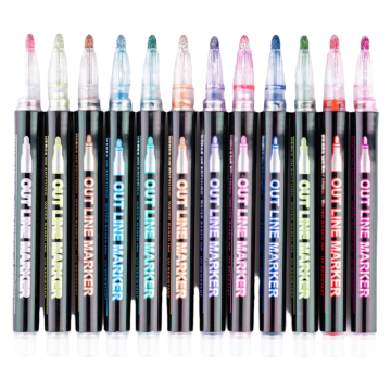 Wholesale Colorful Double Outline Mark Pen Set for Painting