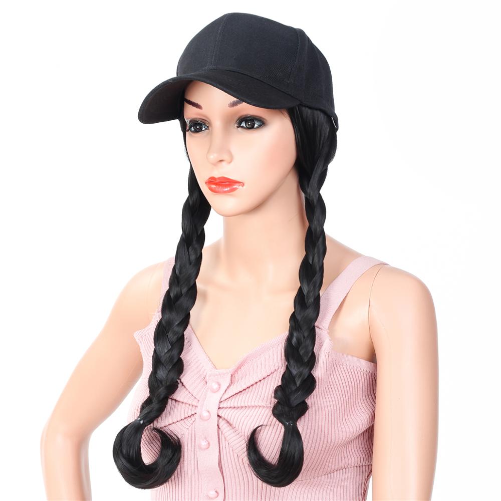 MYZYR Long Curly/Straight Wig with Hat Embroidery Hip Hop Hat Synthetic Adjustable Baseball Cap Wig Natural Fake Hair for Women