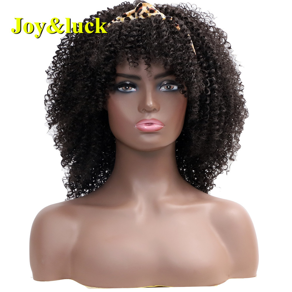 Women's Scarf Wig Wholesale Prices Green Mix Grey Hairband Black Color Short Afro Kinky Curly Headband Wig Synthetic Hair Wigs