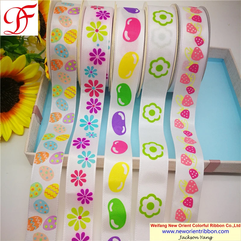 China Wholesale 100% Polyester Grosgrain Ribbon with Printing for Christmas/Seasons Festival