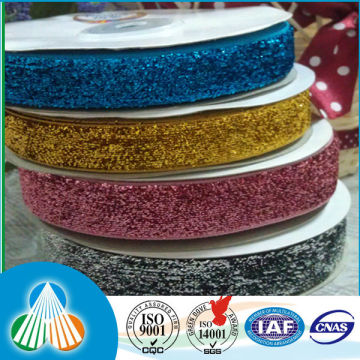 shiny metallic stretch color glitter ribbon