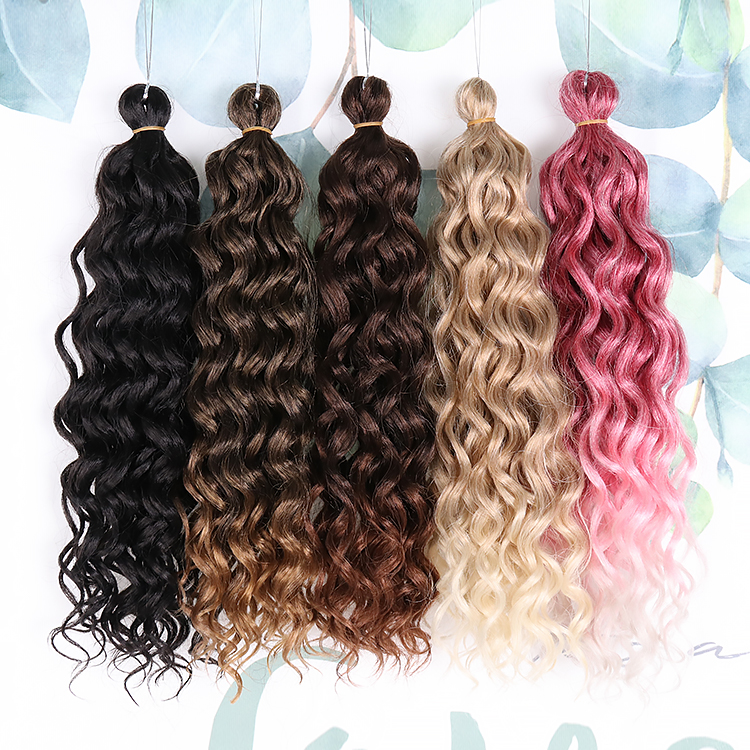 18-24 Inch Ombre 613 Blonde Hawaii Afro Curls Crochet Hair Extensions Synthetic Ocean Wave Braiding Hair